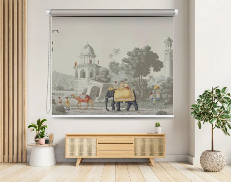 Rajasthani Heritage Art Roller Blind - Custom Fit Window Blind with UV Protection (From ₹159/sq.ft) | Parker Window Blinds