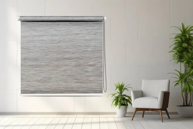 Elegant Gray Textured Blackout Roller Blind - Custom Fit Window Blind with UV Protection (From ₹159/sq.ft) | Parker Window Blinds