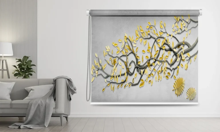 Golden Leaf Tree Roller Blind - Custom Fit Window Blind with UV Protection (From ₹159/sq.ft) | Parker Window Blinds