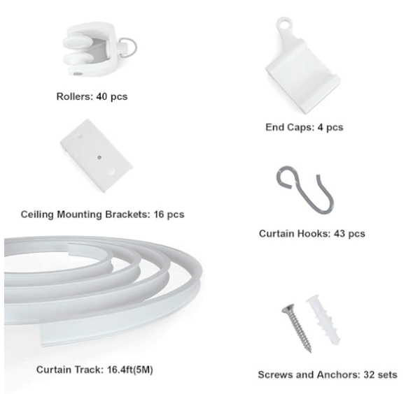 Premium hospital curtain track system with coiled design, durable brackets, and sturdy hooks for medical privacy curtains.