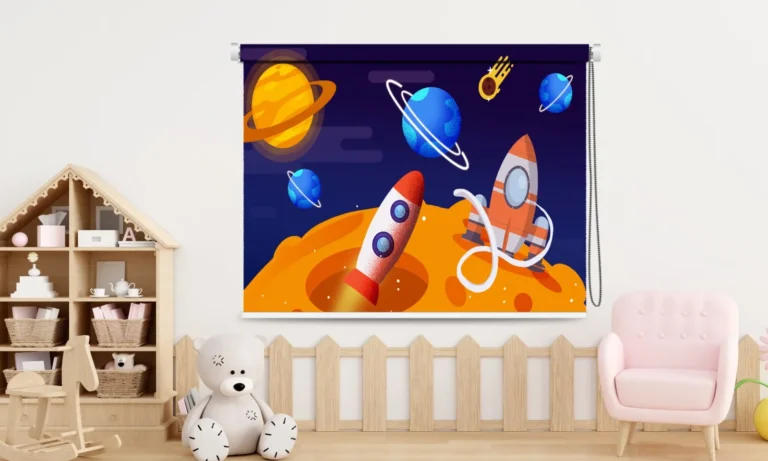 Space Adventure Kids Roller Blind – Rocket and Planet Design - Custom Fit Window Blind with UV Protection (From ₹159/sq.ft) | Parker Window Blinds