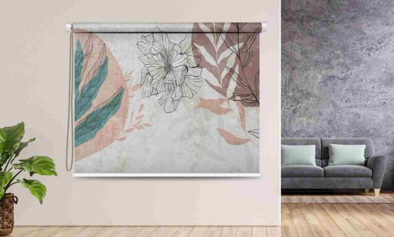 Modern Floral Roller Blind - Custom Fit Window Blind with UV Protection (From ₹159/sq.ft) | Parker Window Blinds