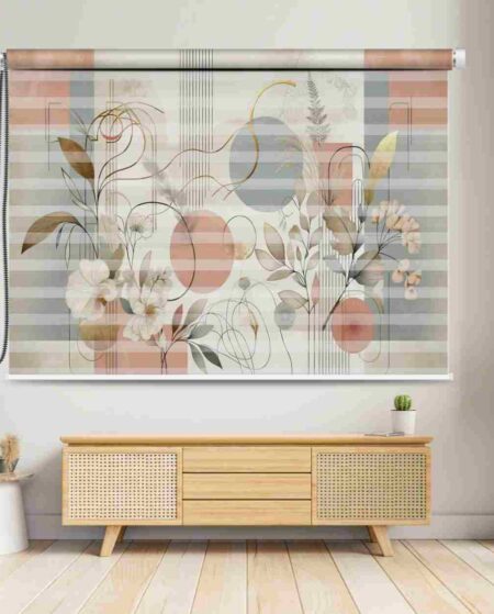 Modern Floral Zebra Roller Blind – Elegant & Functional Window Covering - Custom Fit Window Blind with UV Protection (From ₹159/sq.ft) | Parker Window Blinds