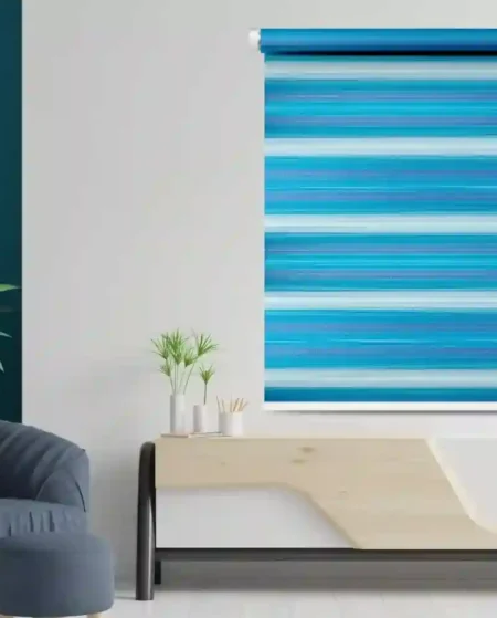 Modern vibrant Blue Zebra Blind with Superior Light Control - Custom Fit Window Blind with UV Protection (From ₹159/sq.ft) | Parker Window Blinds