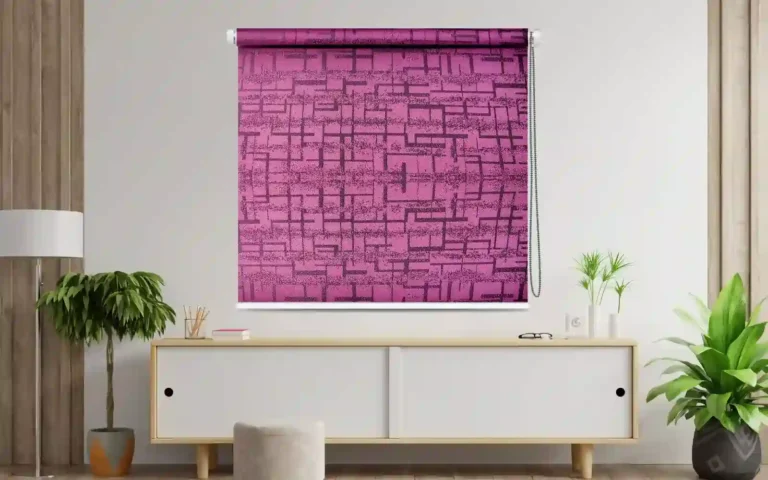 Vibrant Geometric Pattern Purple Roller Blind - Custom Fit Window Blind with UV Protection (From ₹159/sq.ft) | Parker Window Blinds