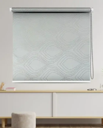 Modern roller blind with elegant wave-pattern design, featuring a durable fabric and smooth chain control, ideal for light control and privacy in home or office settings.