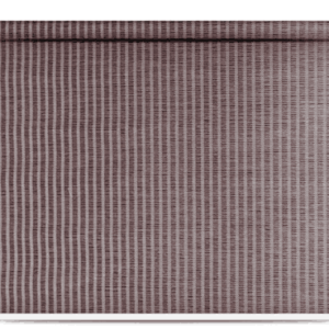 Natural Dark brown jute blinds for windows in a striped pattern, featuring a beige color scheme, with a pull chain mechanism on the side.