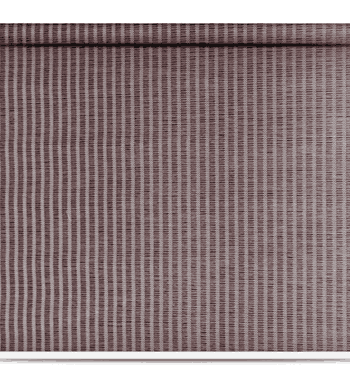 Natural Dark brown jute blinds for windows in a striped pattern, featuring a beige color scheme, with a pull chain mechanism on the side.