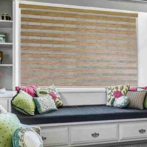 Beige 100% Polyester Zebra Roller Window Blinds