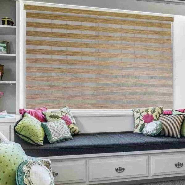 Beige 100% Polyester Zebra Roller Window Blinds