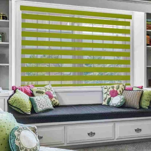 Polyester Green Color Zebra Roller Window Blinds