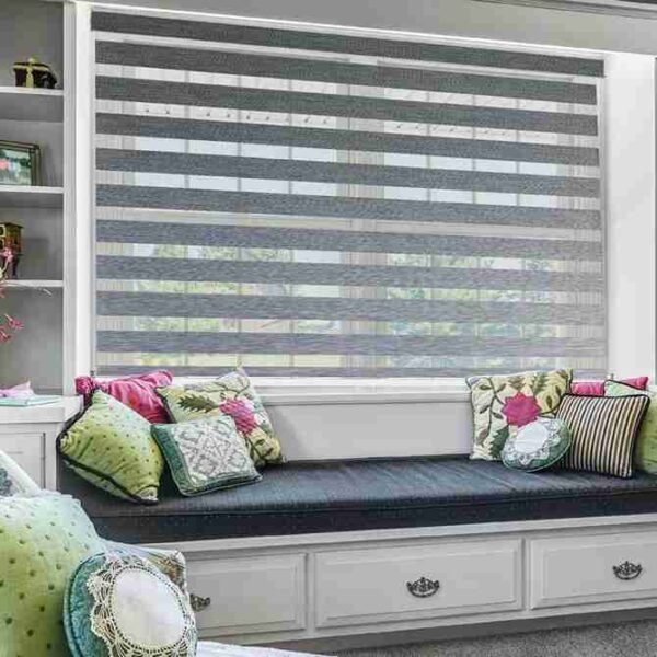 Polyester Grey Color Zebra Roller Window Blinds