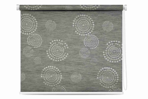 Circular Pattern cool greyish-green base color Roller Window Blind