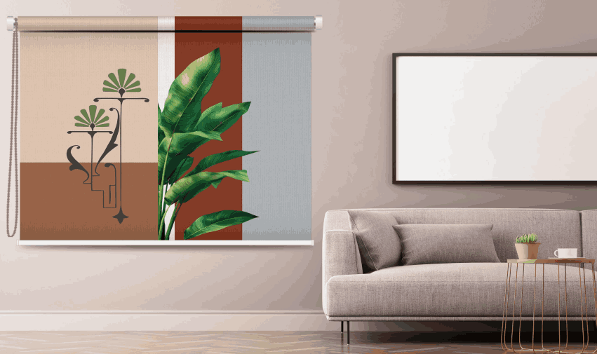 Tropical Leaf & Geometric Roller Blind