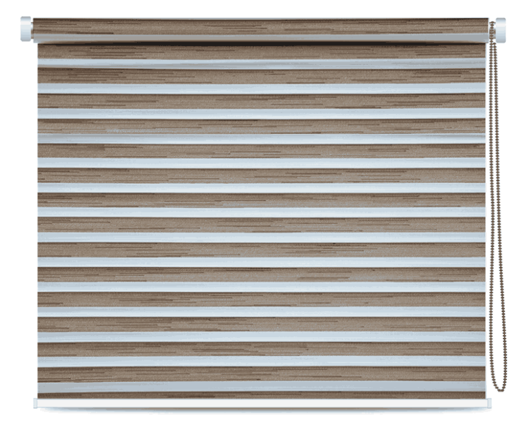 Beige & Brown Striped Pleated Roller Blind - Custom Fit Window Blind with UV Protection (From ₹159/sq.ft) | Parker Window Blinds