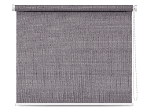 Deep gray blackout roller blind with a refined woven texture and chain control.