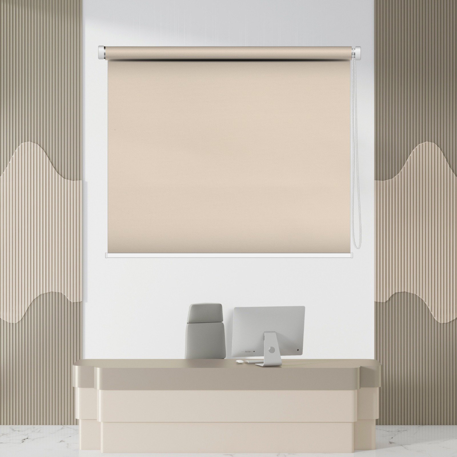 Minimalist beige roller office blinds – stylish and functional for modern workspaces.