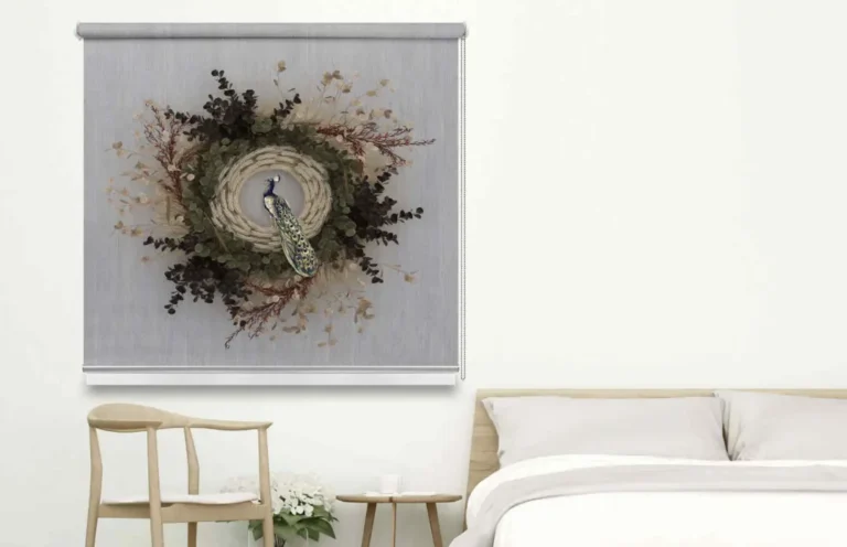 Botanical Harmony Roller Blind with Peacock Design - Custom Fit Window Blind with UV Protection (From ₹159/sq.ft) | Parker Window Blinds