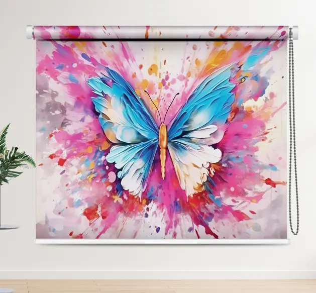 Colorful Vibrant Butterfly Splash Roller Blind