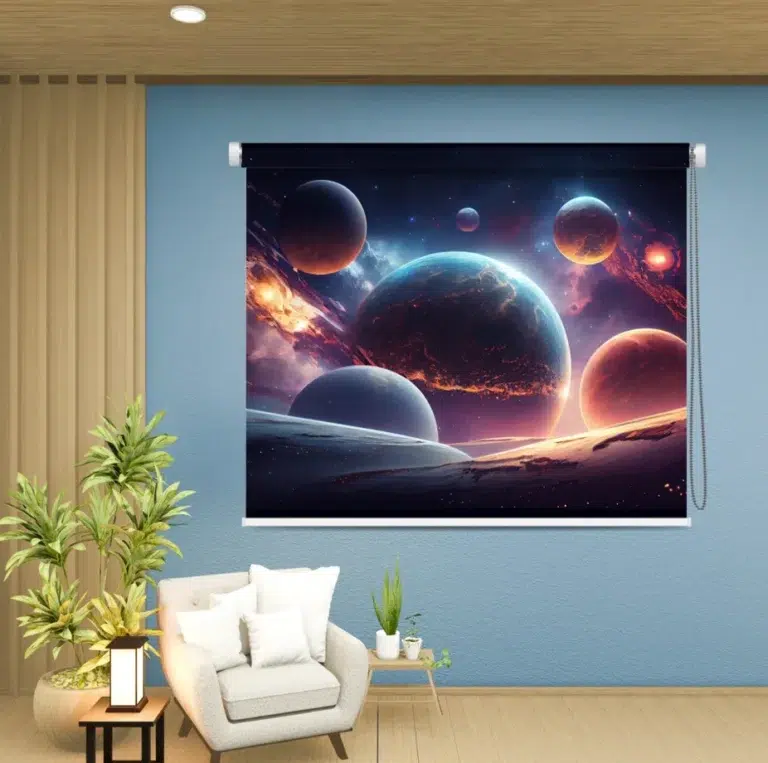 Cosmic Galaxy Roller Blind - Custom Fit Window Blind with UV Protection (From ₹159/sq.ft) | Parker Window Blinds