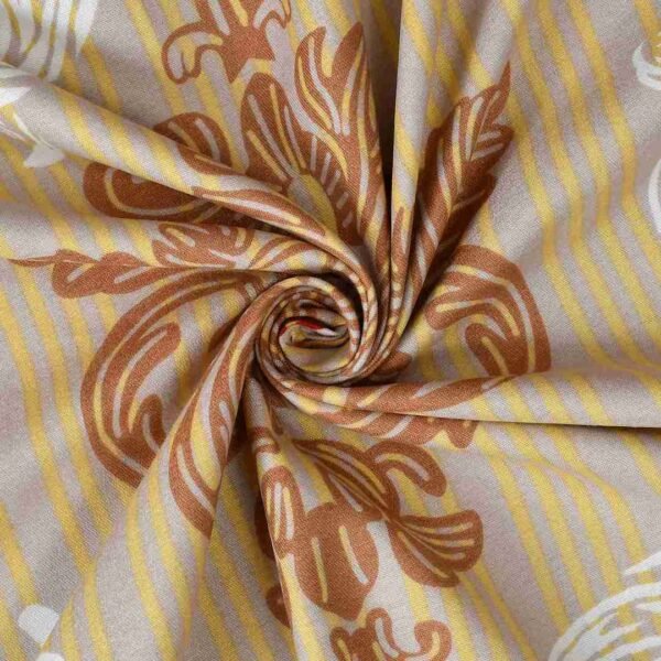 Super King Bedsheet with Ornate Golden & Terracotta Baroque Pattern fabric