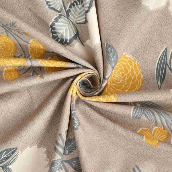100% Cotton Floral Beige Super King Bed sheet fabric