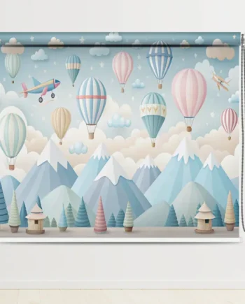 Hot Air Balloon & Mountain Adventure Children's Room Roller Blind with hot air balloons and mountains