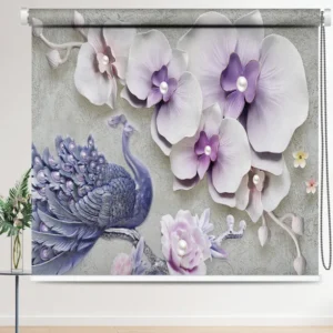 Luxury 3D Peacock & Orchid Roller Blind