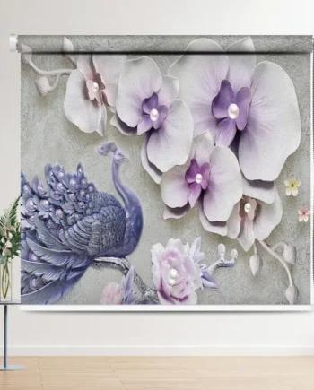 Luxury 3D Peacock & Orchid Roller Blind