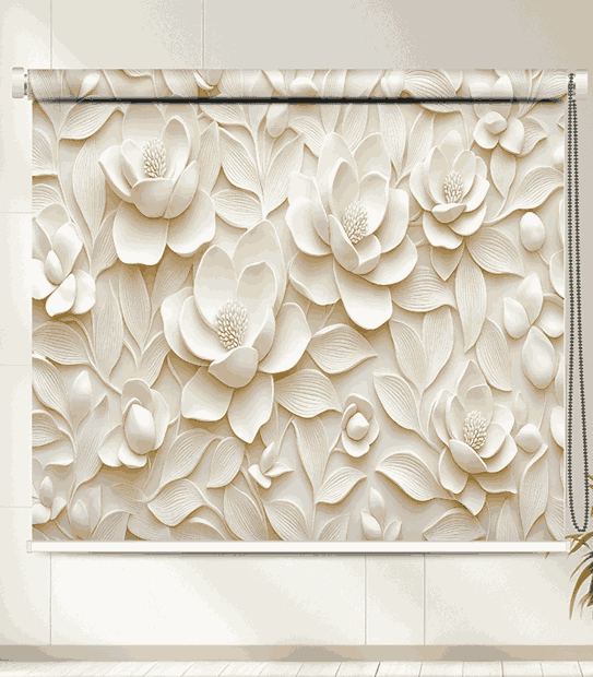 Luxury Cream Embossed Blossom Roller Blind