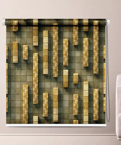 Modern Gold & Stone Pattern 3D Geometric Texture Roller Blind