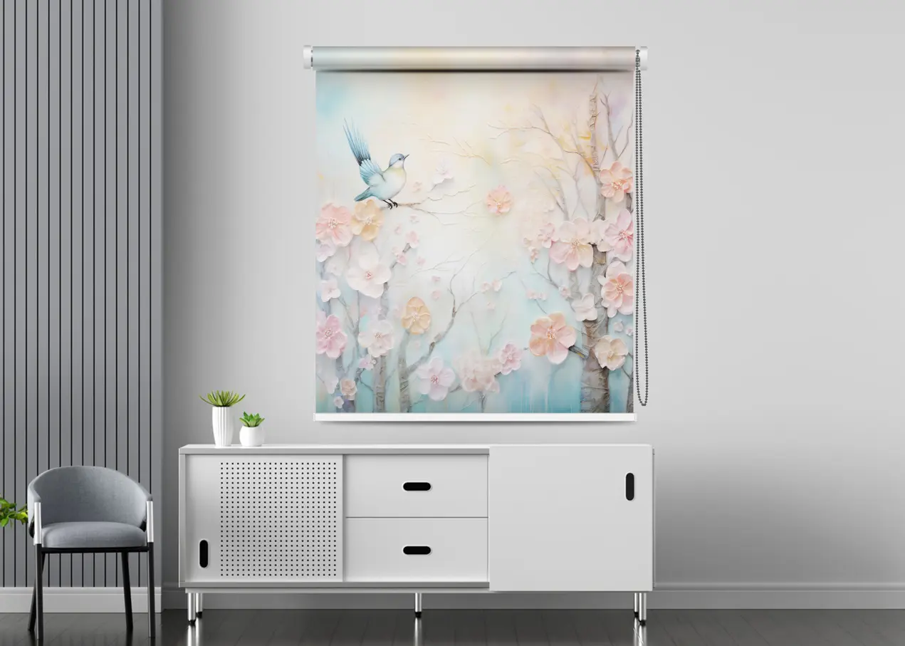 Pastel Floral Bird Roller Blind