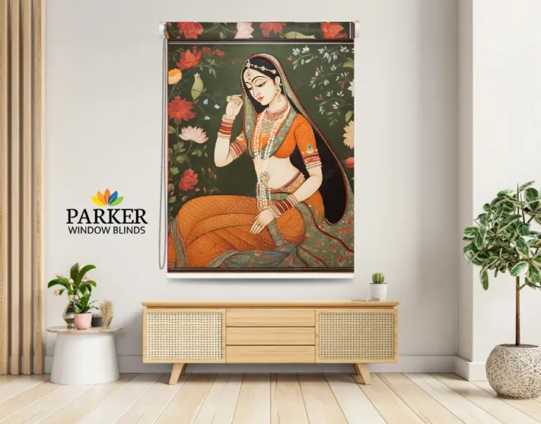 Rajasthani Rani Sa Heritage Art Roller Blind - Custom Fit Window Blind with UV Protection (From ₹159/sq.ft) | Parker Window Blinds