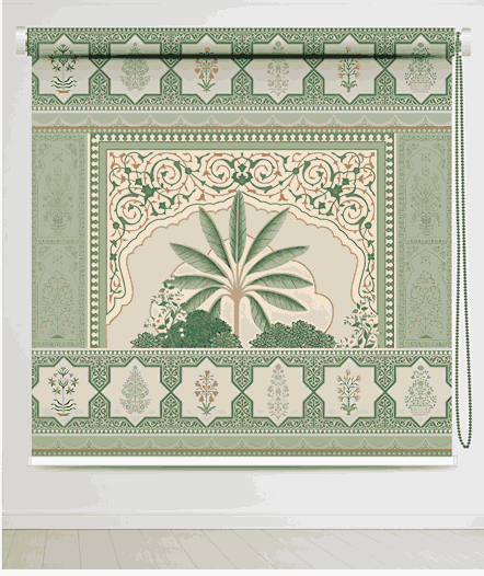 Regal Style Mughal Garden Palm Blackout Roller Blind