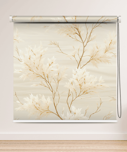 Soft Nature-Inspired Beige Botanical Designer Roller Blind