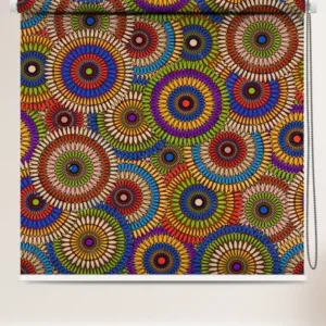 Kaleido Pop Designer Roller Blind with circular mandala pattern in vibrant shades