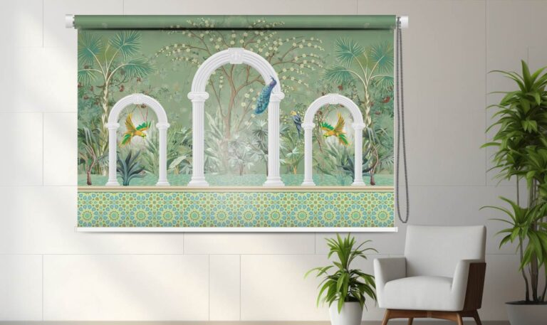 Tropical Archway Roller Blind - Custom Fit Window Blind with UV Protection (From ₹159/sq.ft) | Parker Window Blinds