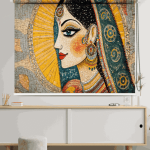 Ethnic Indian Traditional Rajasthani Woman Mosaic Art Roller Blinds