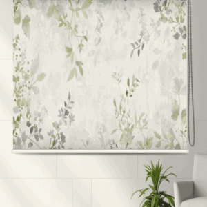 Nature-Inspired Botanical Breeze Roller Blind with leafy vine pattern