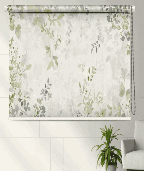 Nature-Inspired Botanical Breeze Roller Blind with leafy vine pattern