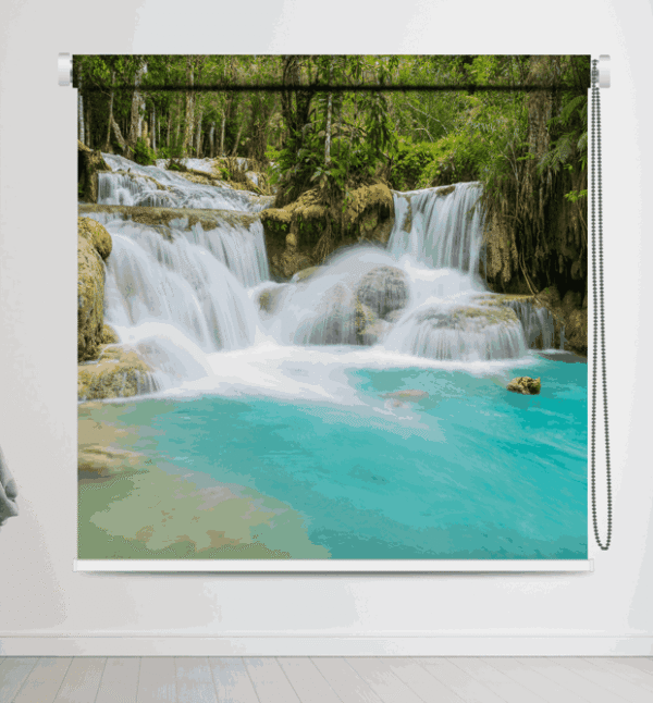 Serene Waterfall Landscape Roller Blind