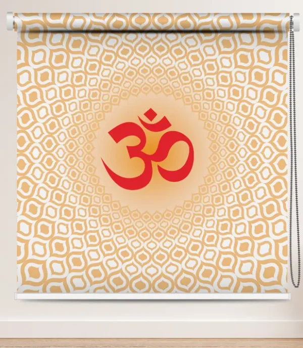 Spiritual Om Symbol Roller Blind with golden mandala pattern