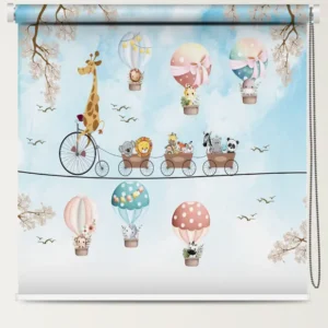 Cute Air Balloon & Bicycle Train Children's Room Roller Blind