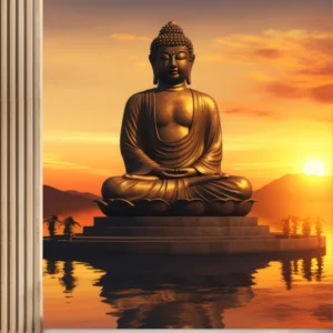 Golden Buddha Sunset Wallpaper Mural