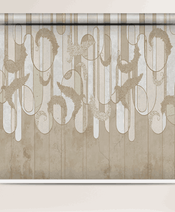 Flowing Ornamental Roller Blind with Beige Abstract Texture