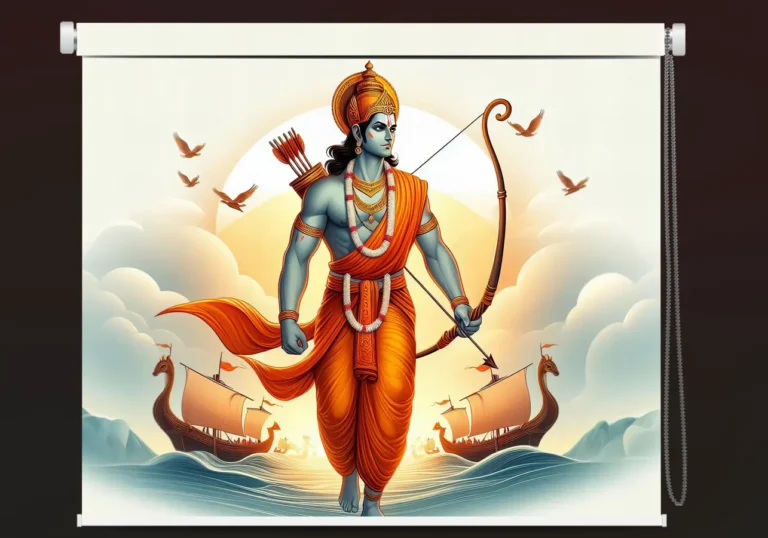 Spiritual Power Meets Art Lord Rama Roller Blind - Custom Fit Window Blind with UV Protection (From ₹159/sq.ft) | Parker Window Blinds