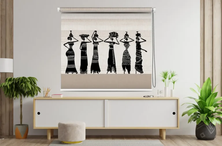 Tribal African Women Silhouette Roller Blind - Custom Fit Window Blind with UV Protection (From ₹159/sq.ft) | Parker Window Blinds