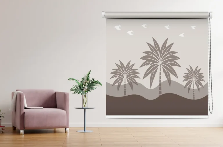 Tropical Palm Tree Printed Roller Blind - Custom Fit Window Blind with UV Protection (From ₹159/sq.ft) | Parker Window Blinds
