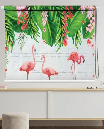 Vibrant Jungle Leaf and Bird Print Roller Blind