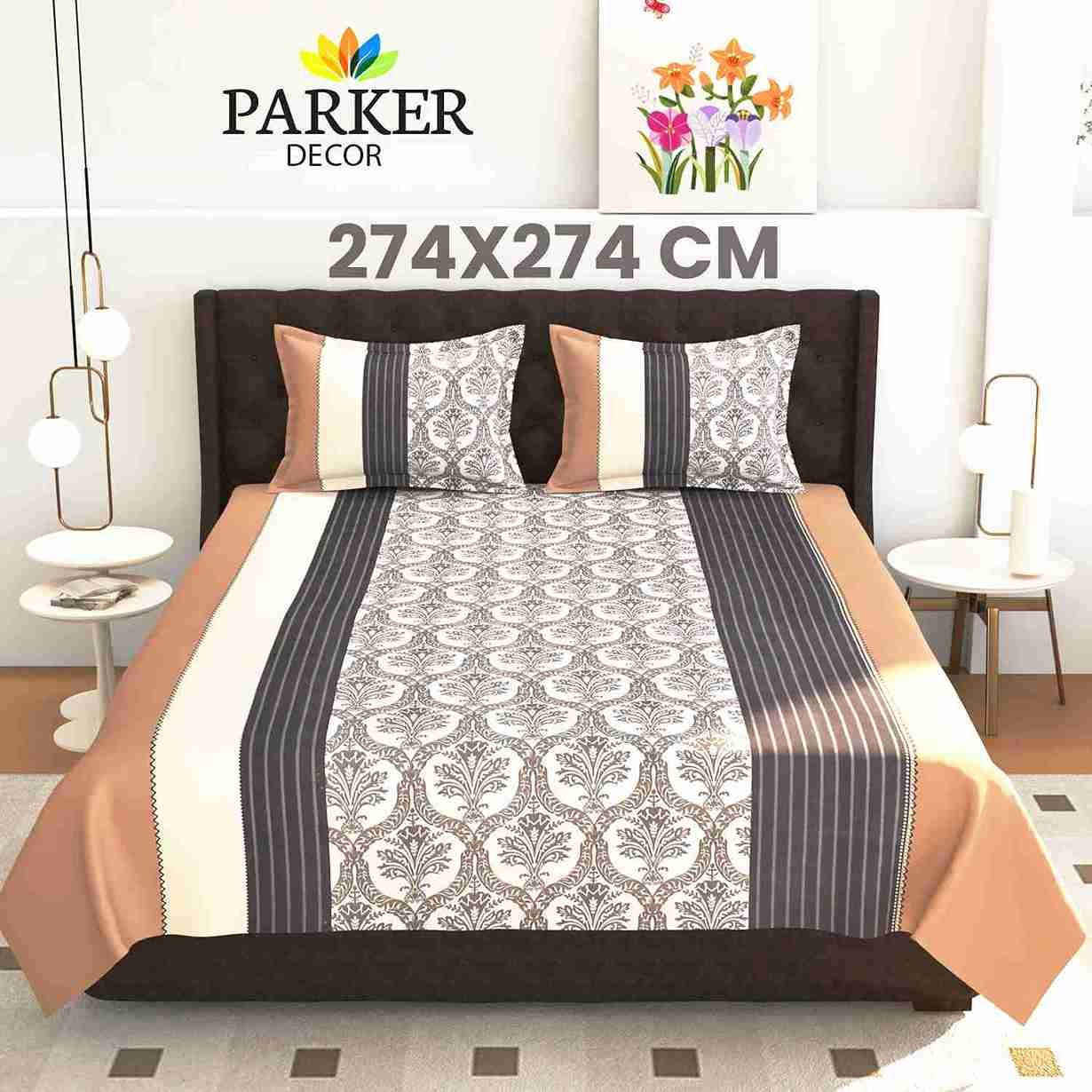 Super King Size Striped & Floral Panel Bedsheet